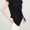 Lace spliced pleated waist slimming top 11