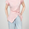 Lace spliced pleated waist slimming top 2