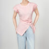 Lace spliced pleated waist slimming top 5