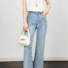 Light colored slim straight leg jeans with lace cuffs 1