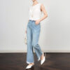 Light colored slim straight leg jeans with lace cuffs 9