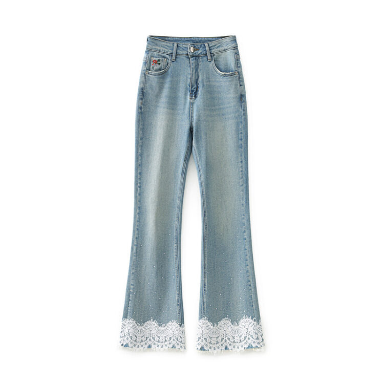 Light luxury lace flared jeans