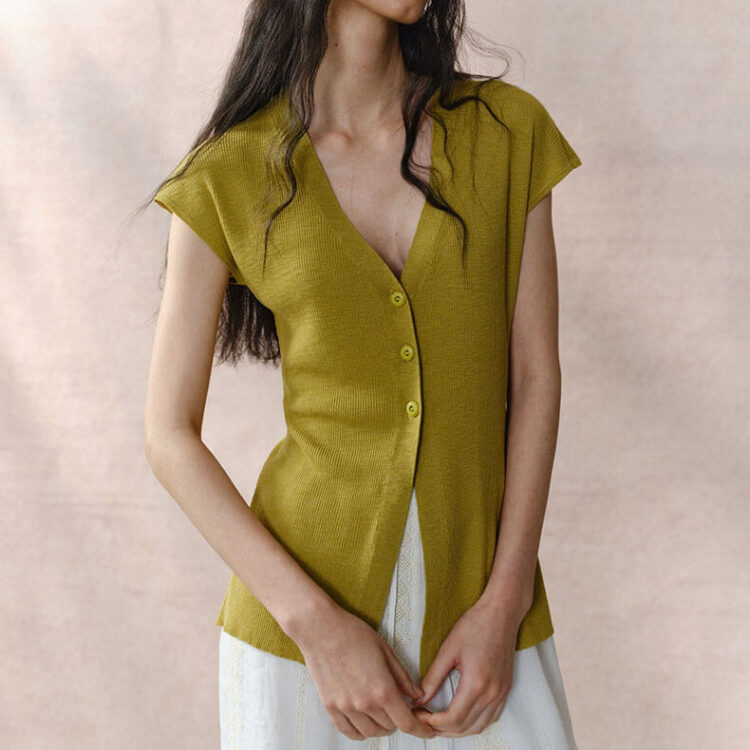 Lime Green Slim Fit Knit Cardigan