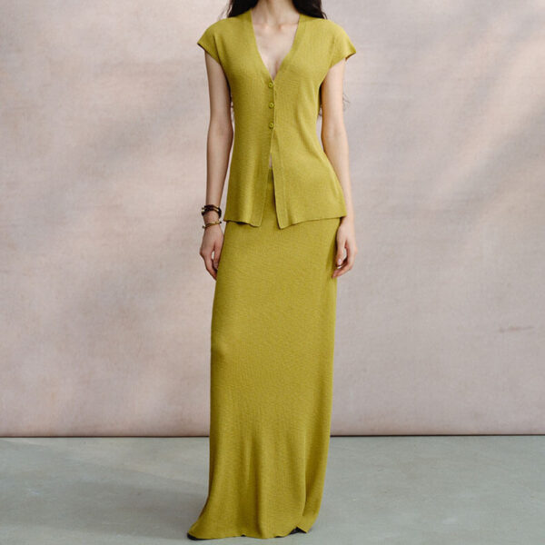 Lime Green Textured Knit Skirt 8