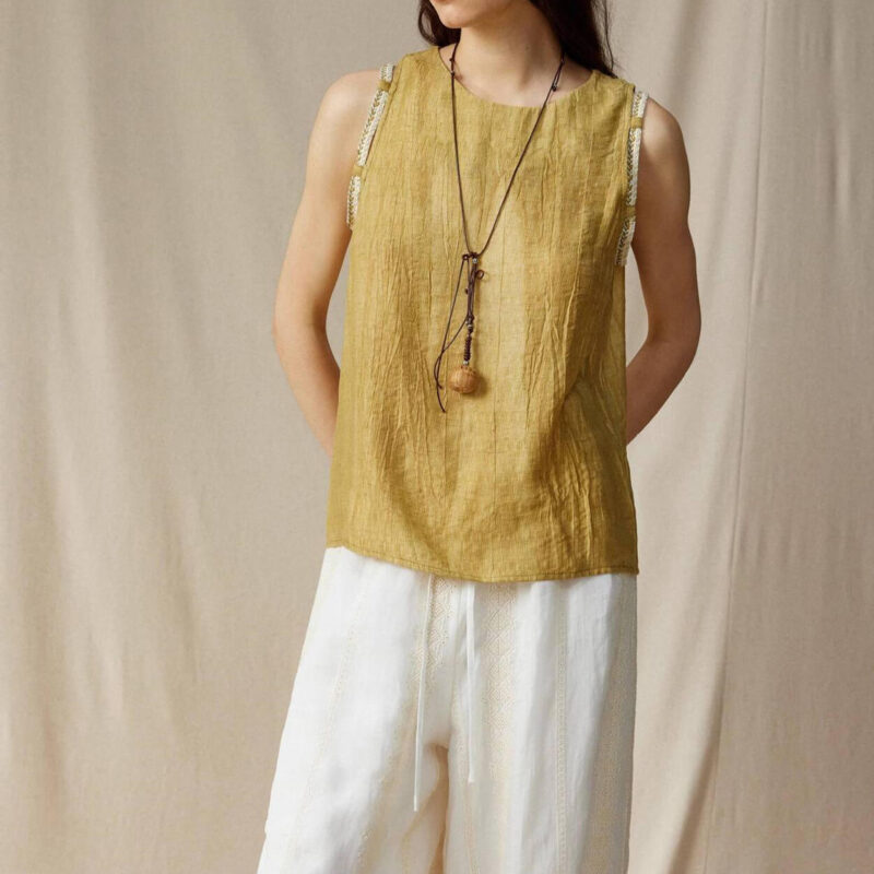 Linen Braided Rope Sleeveless Top 1