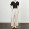 Linen Cropped Straight Wide Leg Pants 10