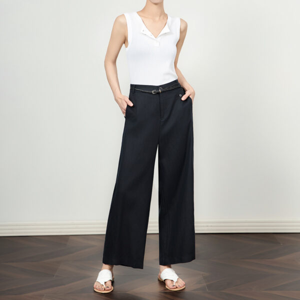 Linen Cropped Straight Wide Leg Pants 13