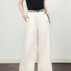 Linen Cropped Straight Wide Leg Pants 7