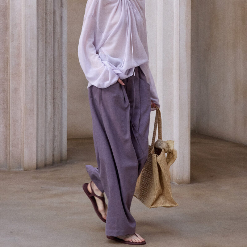 Linen Gray Purple Casual Pants 5