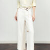 Linen high waist straight wide leg trousers 10