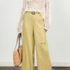 Linen high waist straight wide leg trousers 11