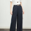 Linen high waist straight wide leg trousers 13