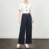 Linen high waist straight wide leg trousers 15
