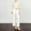 Linen high waist straight wide leg trousers 7