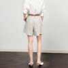 Linen loose wide leg straight shorts 6