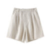 Linen loose wide leg straight shorts 7