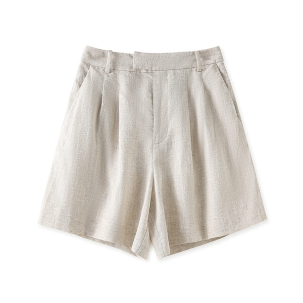 Linen loose wide leg straight shorts 7