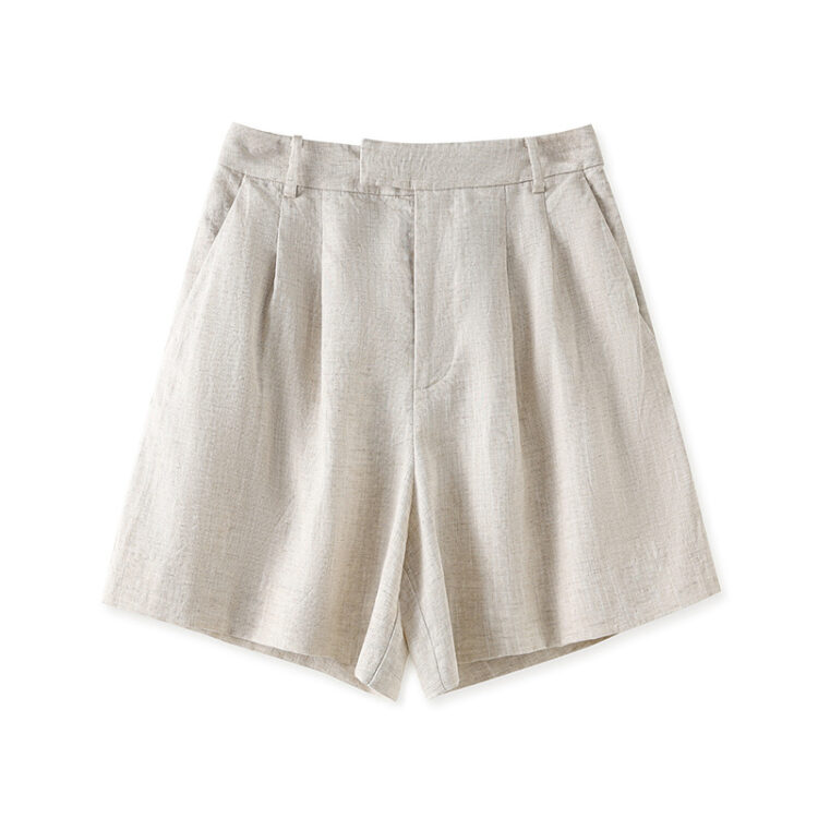Linen loose wide-leg straight shorts