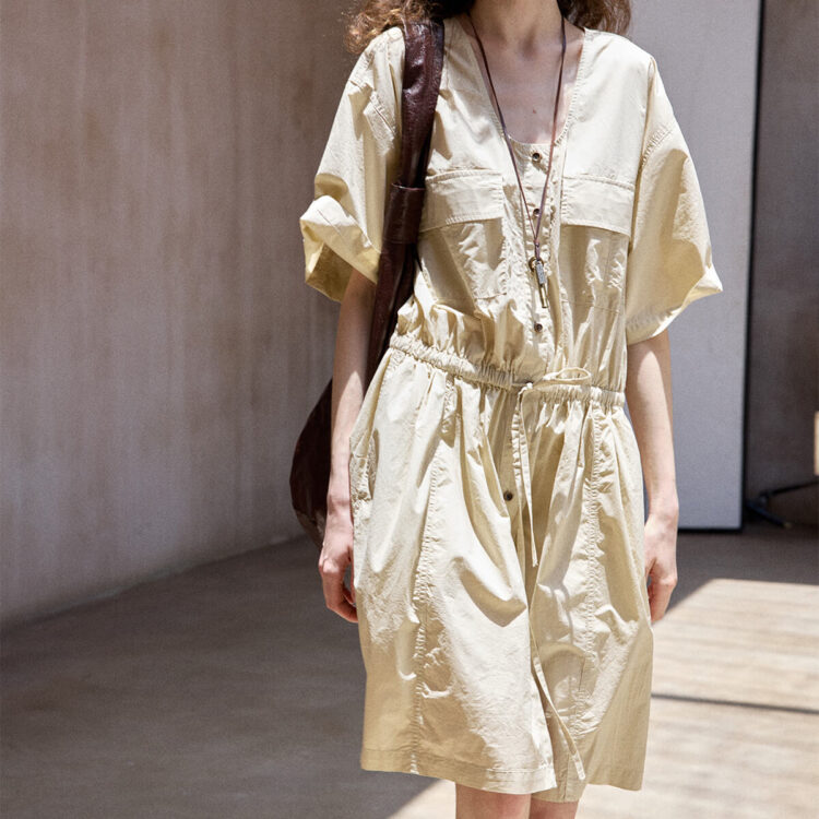 Long Staple Cotton Cargo Pocket Dress