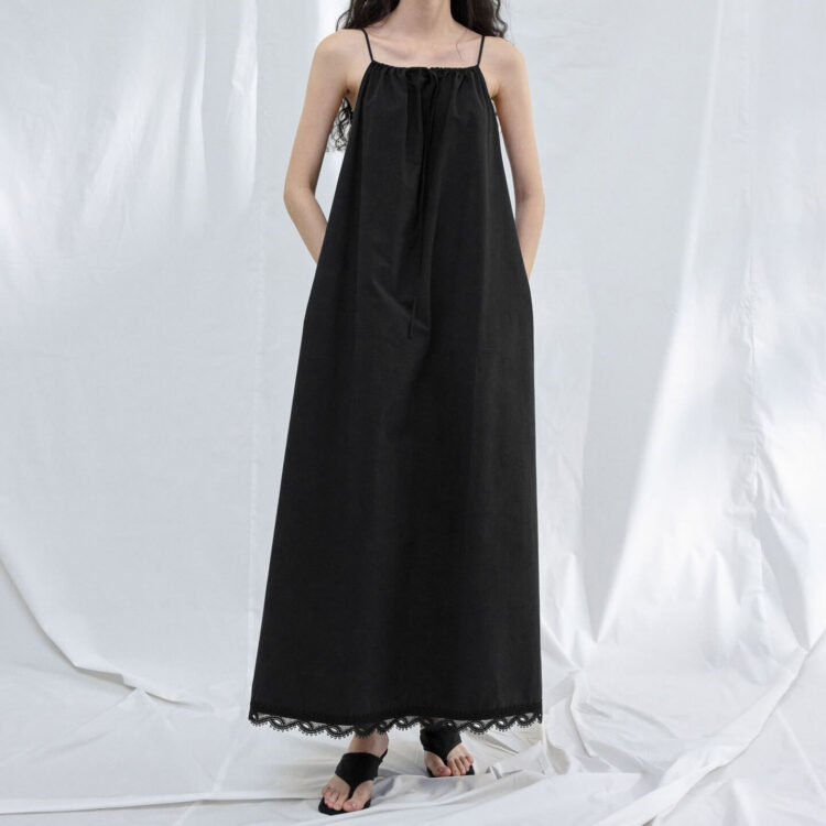 Long Staple Cotton Lace Trim Dress