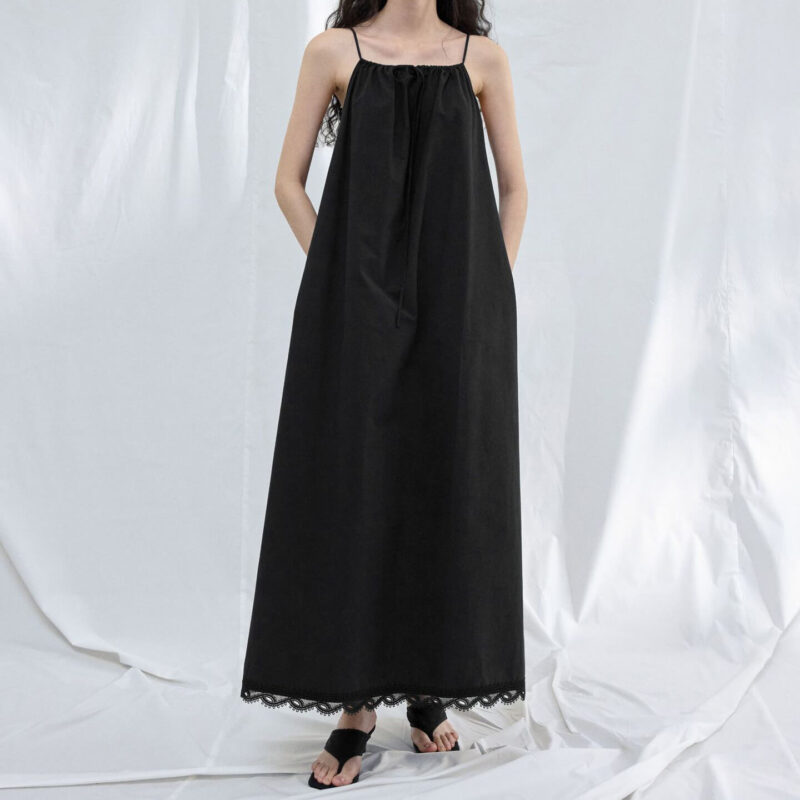 Long Staple Cotton Lace Trim Dress 1