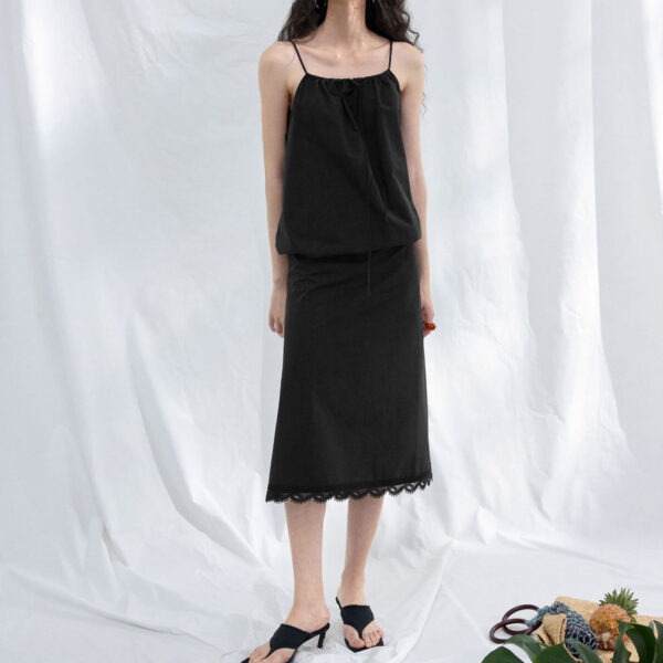 Long Staple Cotton Lace Trim Dress 3