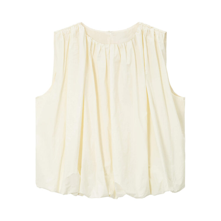 Long-staple Cotton Crinkled Sleeveless Top