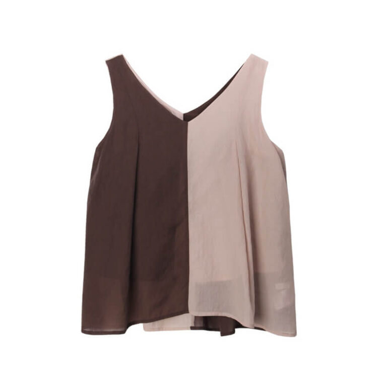Loose Casual V-neck Contrast-color Sleeveless Camisole