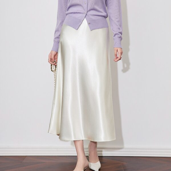 Lustrous satin drape luxury fashion lady skirt
