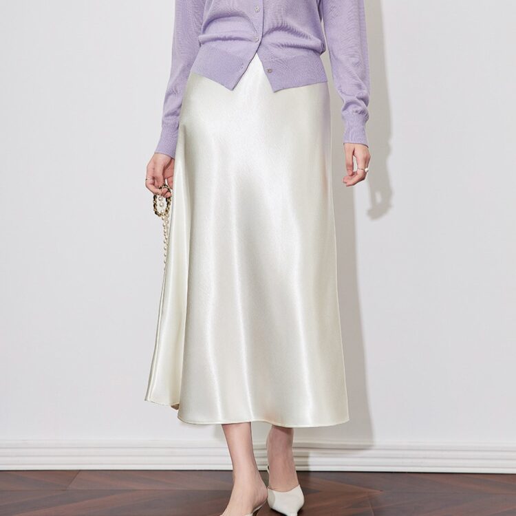 Lustrous satin drape luxury fashion lady skirt