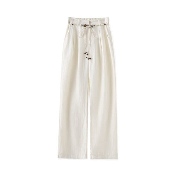 Lyocell Linen Bohemian Beaded Wide Leg Pants 1