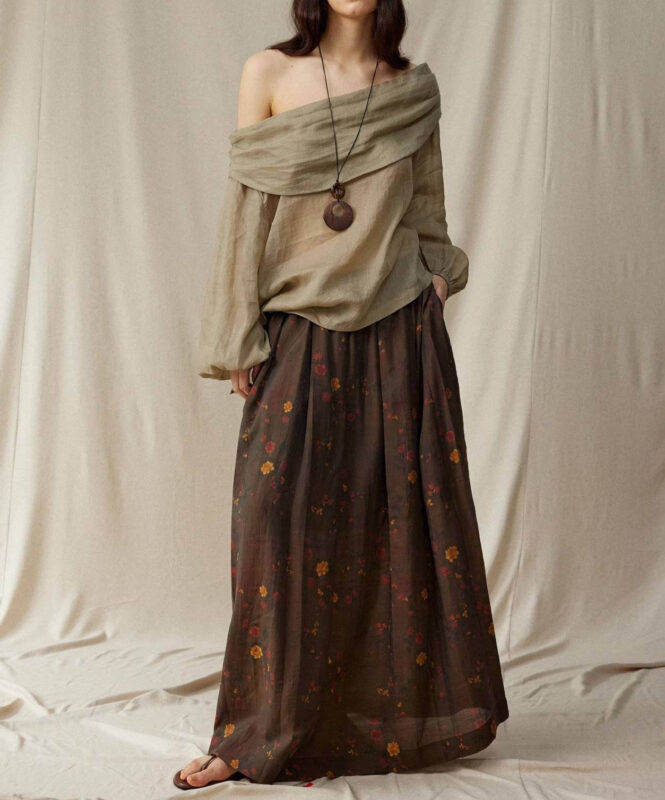 Lyocell Linen Bohemian Beaded Wide Leg Pants 2 1