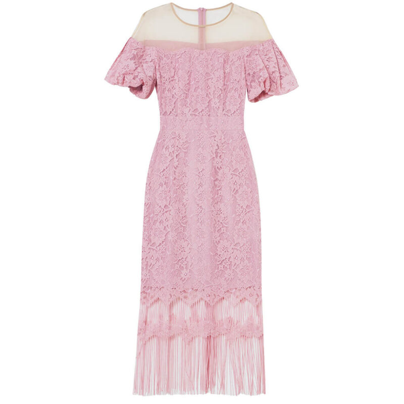 Mesh off shoulder tassel party dress 1