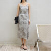 Meteorite Print Silk Rose Satin Slip Dress 2