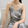 Meteorite Print Silk Rose Satin Slip Dress 5