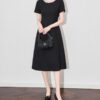 Mint green round neck beaded women's dress for work