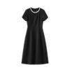 Mint green round neck beaded women's dress for work