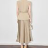 Mock Two-Piece Sleeveless Acetate Satin Dress