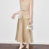 Mock Two-Piece Sleeveless Acetate Satin Dress