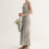 Morandi Contrast Color Drape Slim Dress