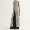 Morandi Contrast Color Drape Slim Dress
