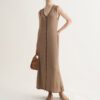Morandi Contrast Color Drape Slim Dress