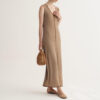 Morandi Contrast Color Drape Slim Dress