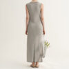 Morandi Contrast Color Drape Slim Dress