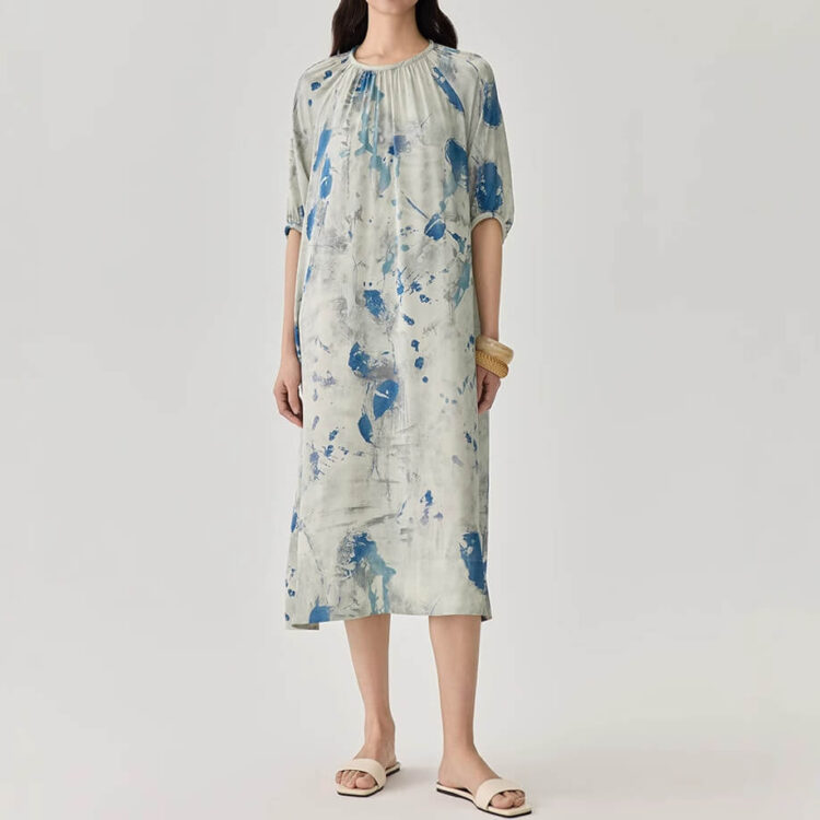 Mulberry Silk Ink Print Dress