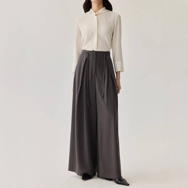 Mulberry Silk Wide Leg Suit Trousers