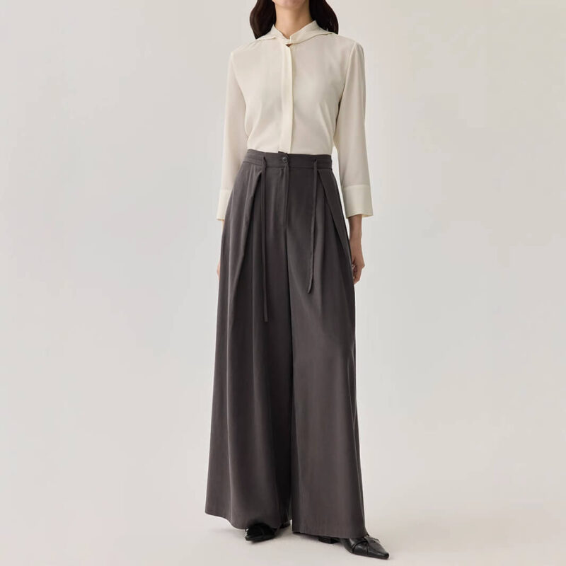 Mulberry Silk Oversized Wide Leg Suit Trousers 4
