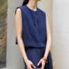 Navy Blue Cropped Silk TOP 2