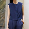 Navy Blue Cropped Silk TOP 3
