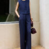 Navy Blue Cropped Silk TOP 4
